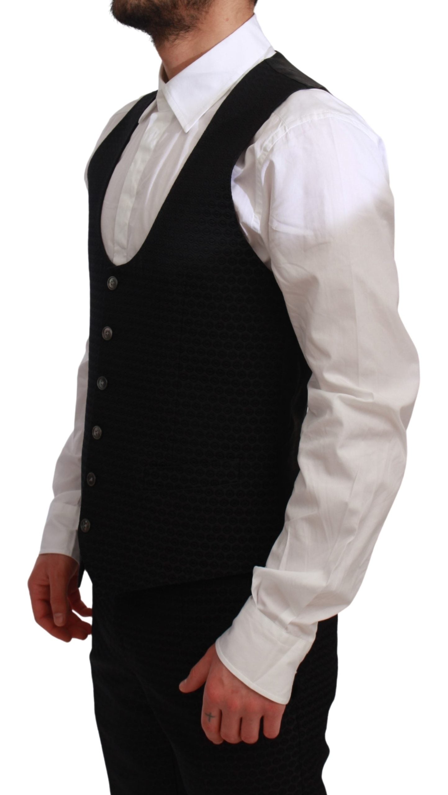 Schwarzer Slim Fit 3 Stück Wolle MARTINI Anzug