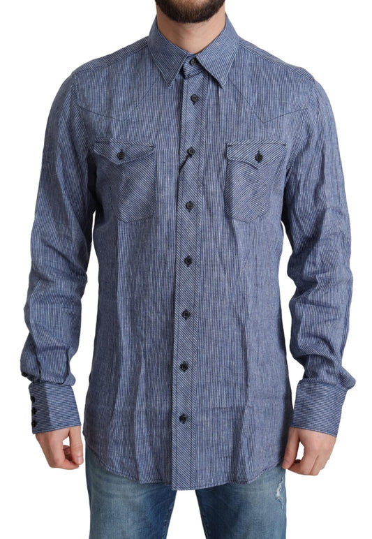 Blaue Streifen Männer Casual Button Down Hemd