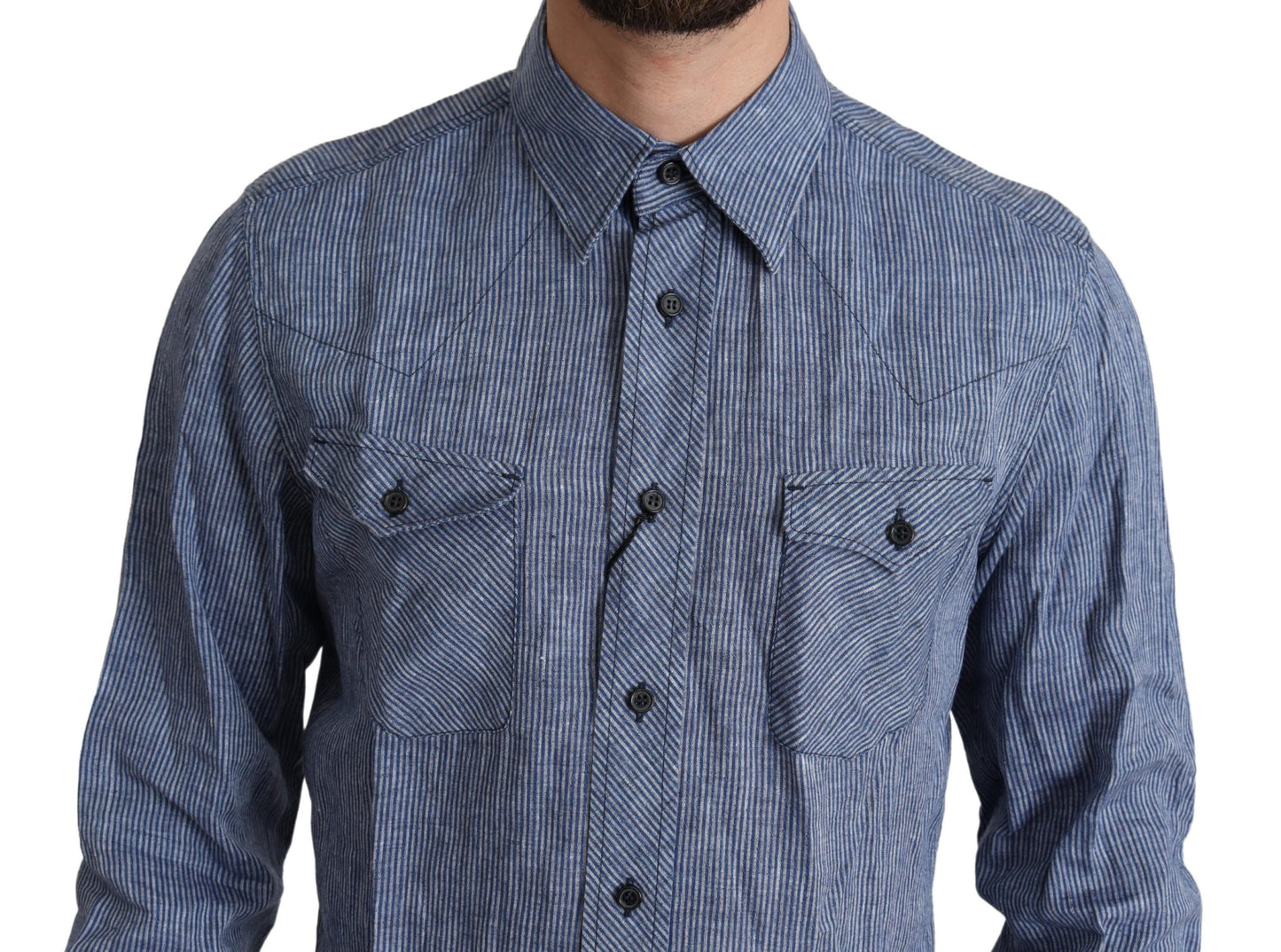 Blaue Streifen Männer Casual Button Down Hemd