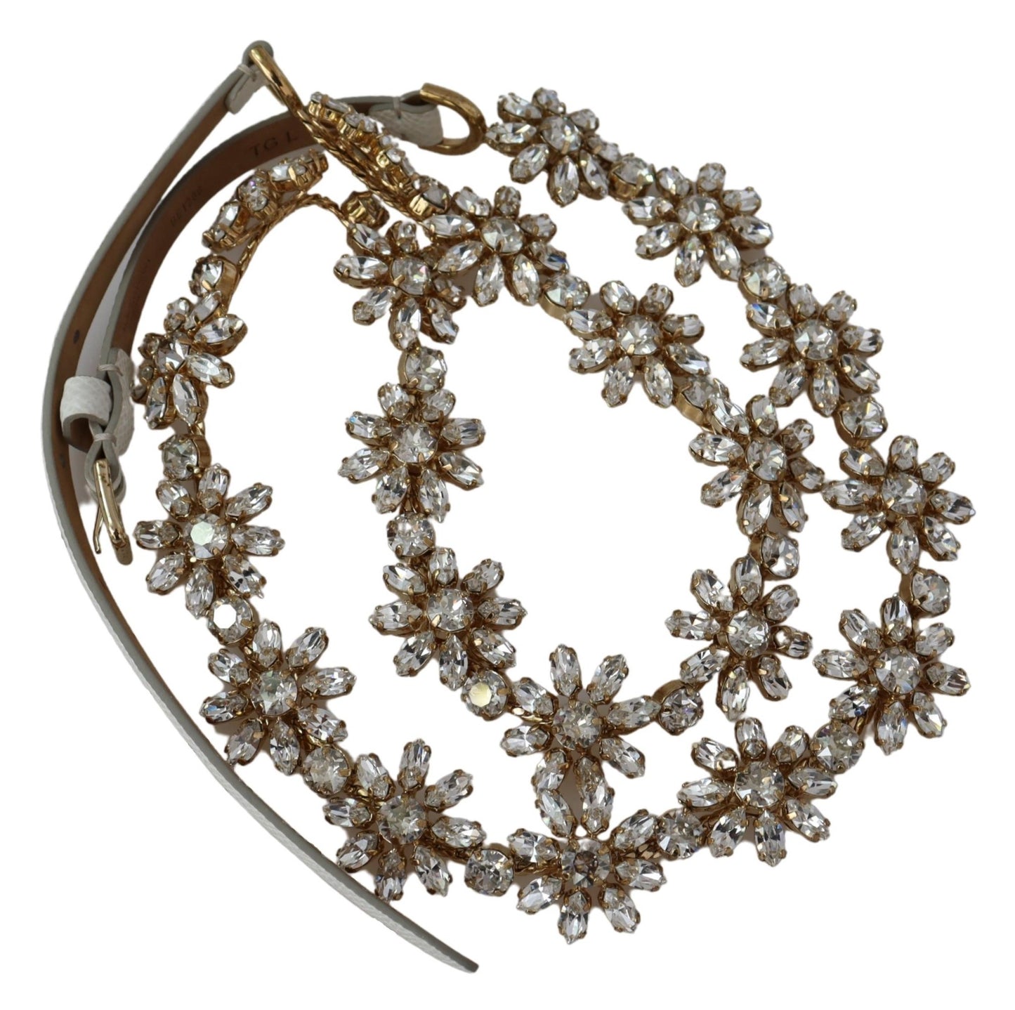 Weißer Leder Juwel Kette Kristall Gürtel