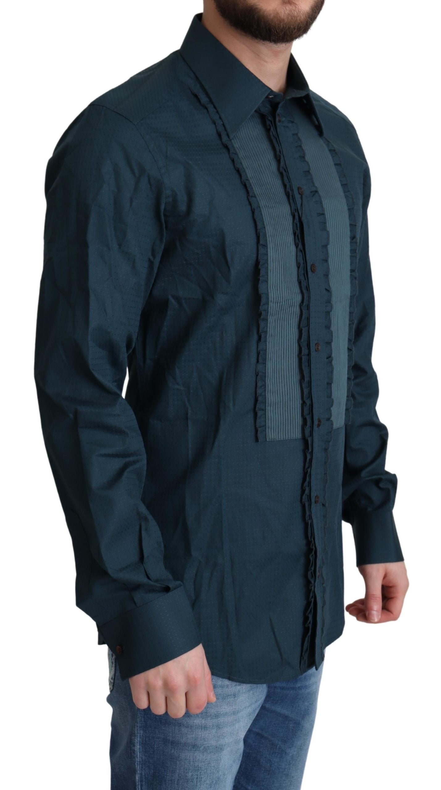 Blaues Baumwollhemd mit Knopfleiste Formelles Hemd