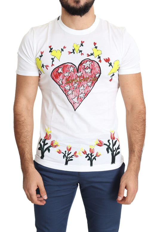Weißes Saint Valentine Print T-Shirt aus Baumwolle für Männer