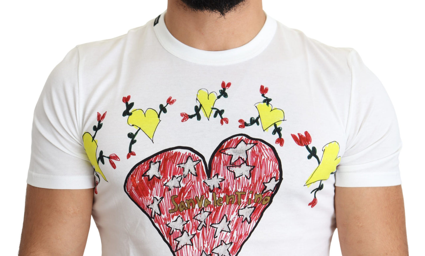 Weißes Saint Valentine Print T-Shirt aus Baumwolle für Männer