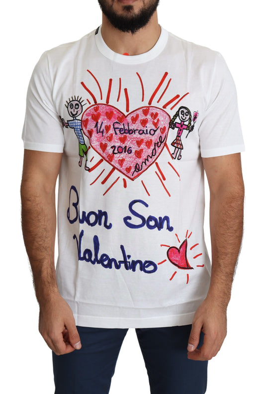 Weißes Saint Valentine Herzen drucken Männer-T-Shirt