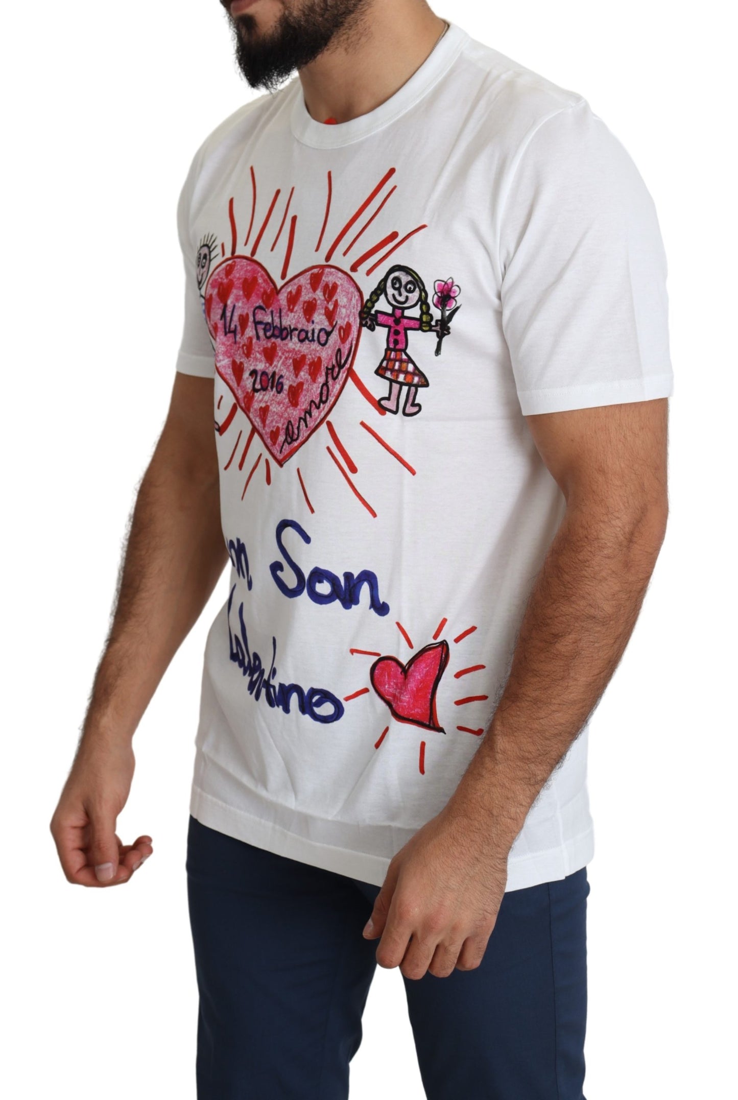 Weißes Saint Valentine Herzen drucken Männer-T-Shirt