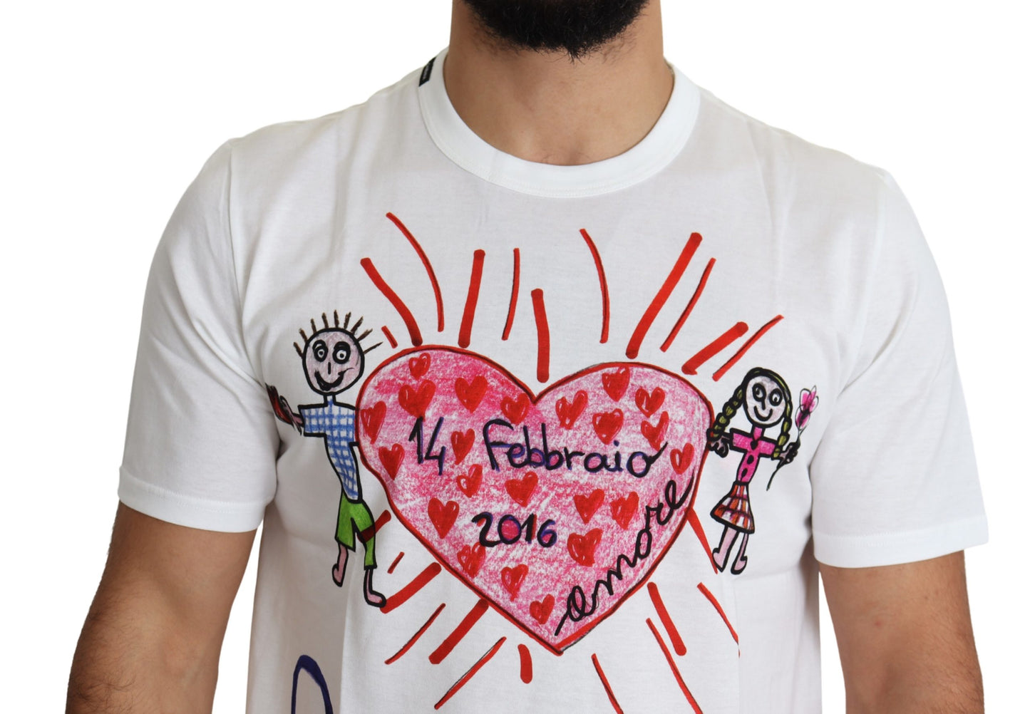 Weißes Saint Valentine Herzen drucken Männer-T-Shirt