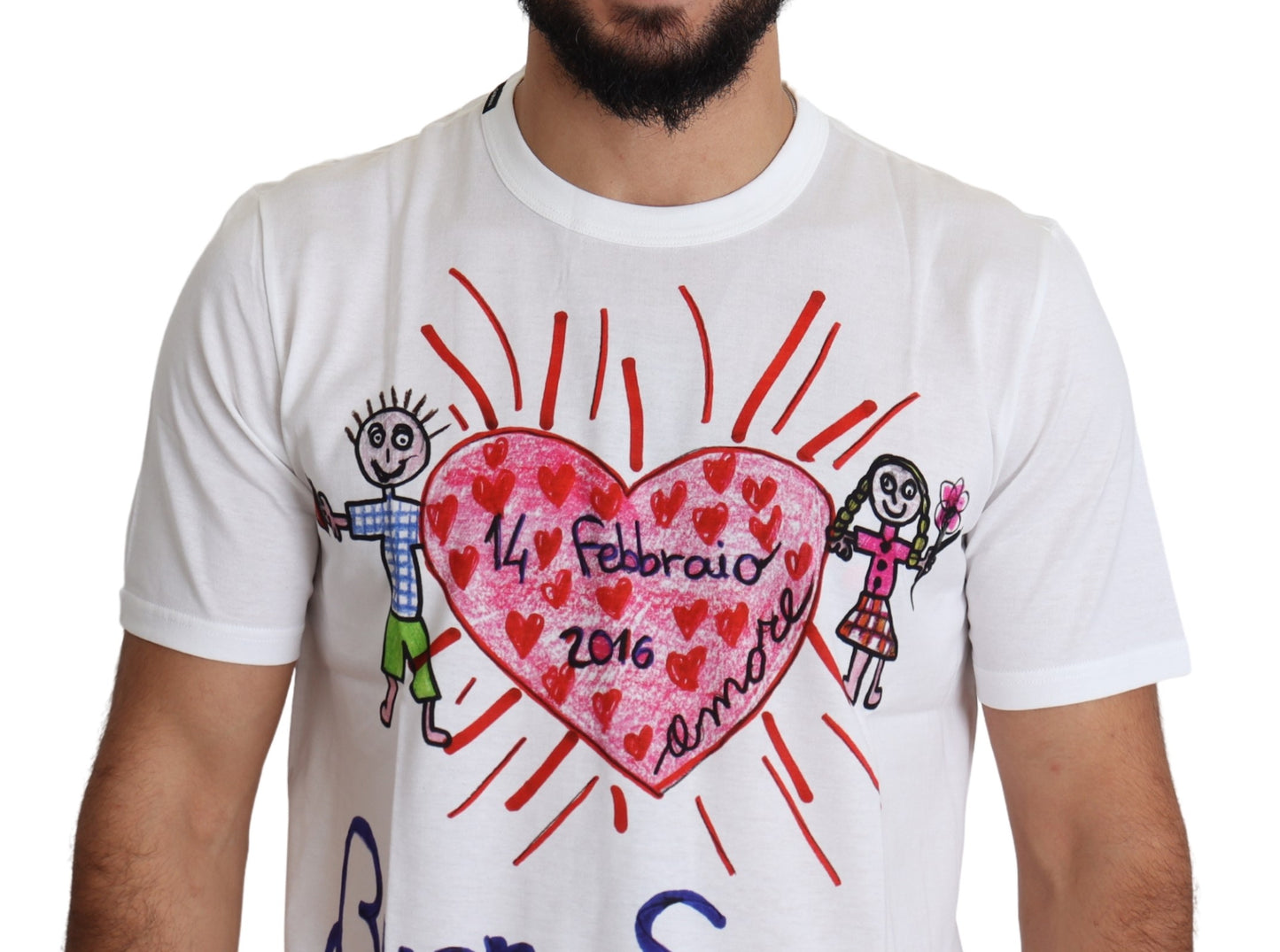 Weißes Saint Valentine Herzen drucken Männer-T-Shirt