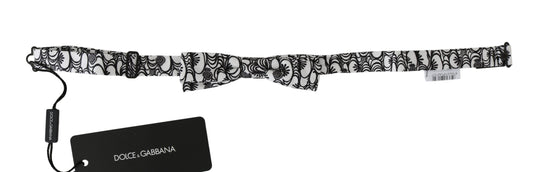 Weiß gemusterte Seidenkrawatte mit verstellbarem Ausschnitt Papillon