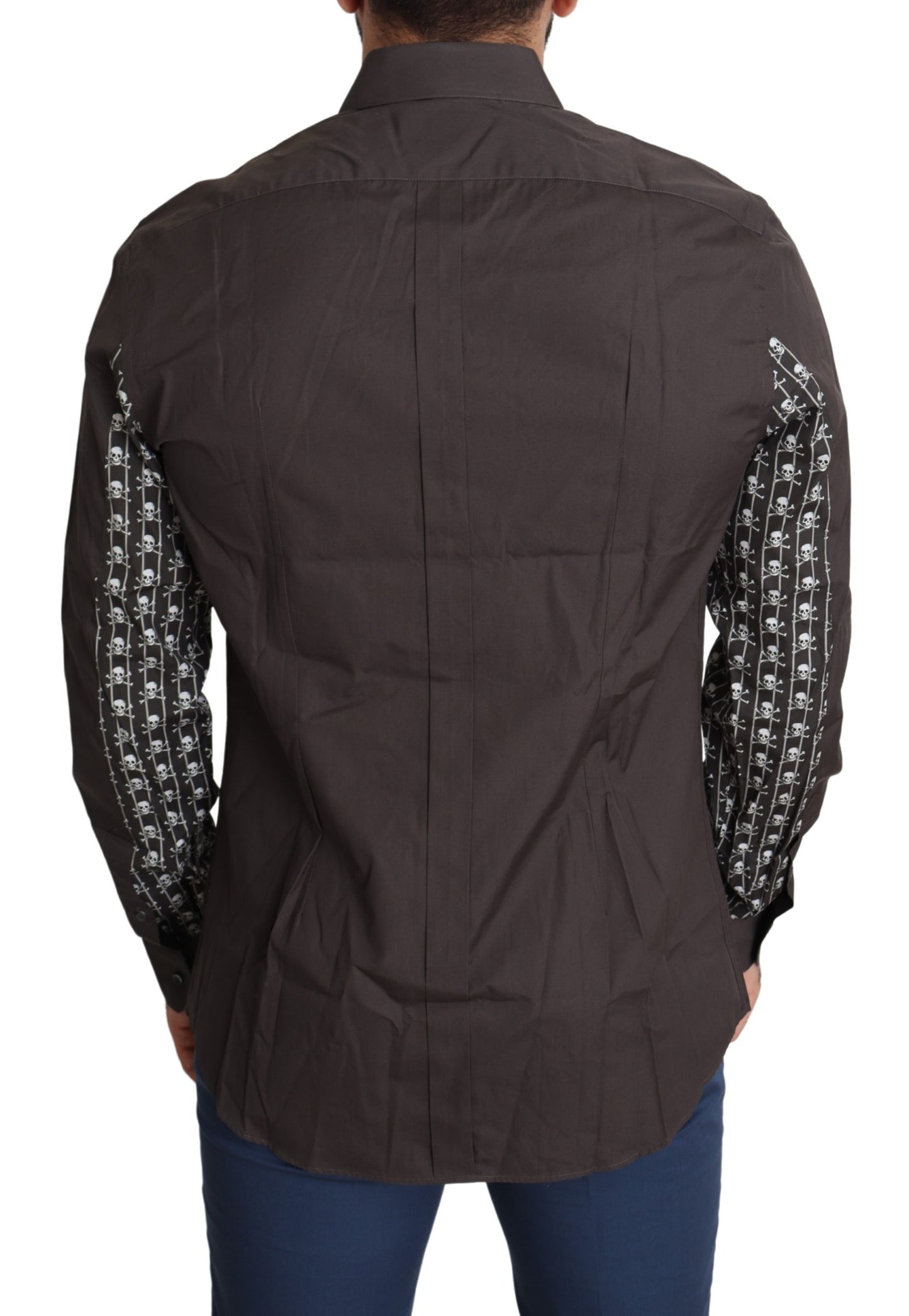 Braunes Hemd mit Totenkopfdruck aus Baumwolle GOLD
