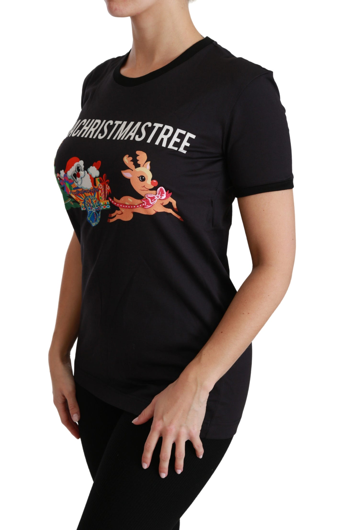 Schwarzes #ImAChristmasTree Crewneck Top T-shirt