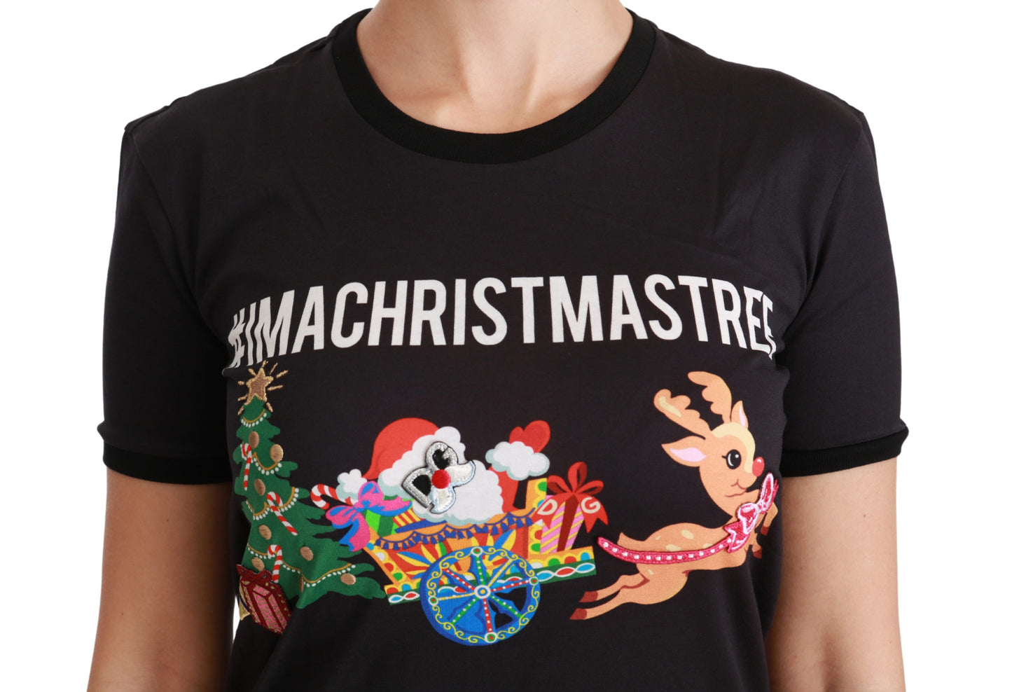 Schwarzes #ImAChristmasTree Crewneck Top T-shirt