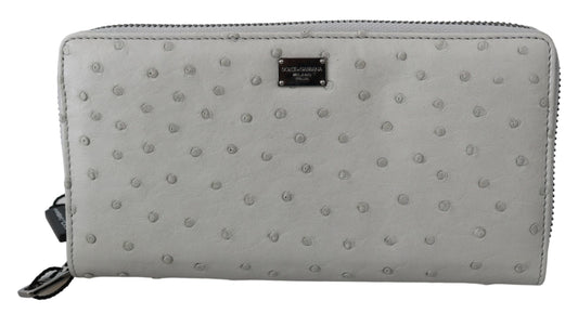 Weißes Straußenleder Continental Herren Clutch Wallet