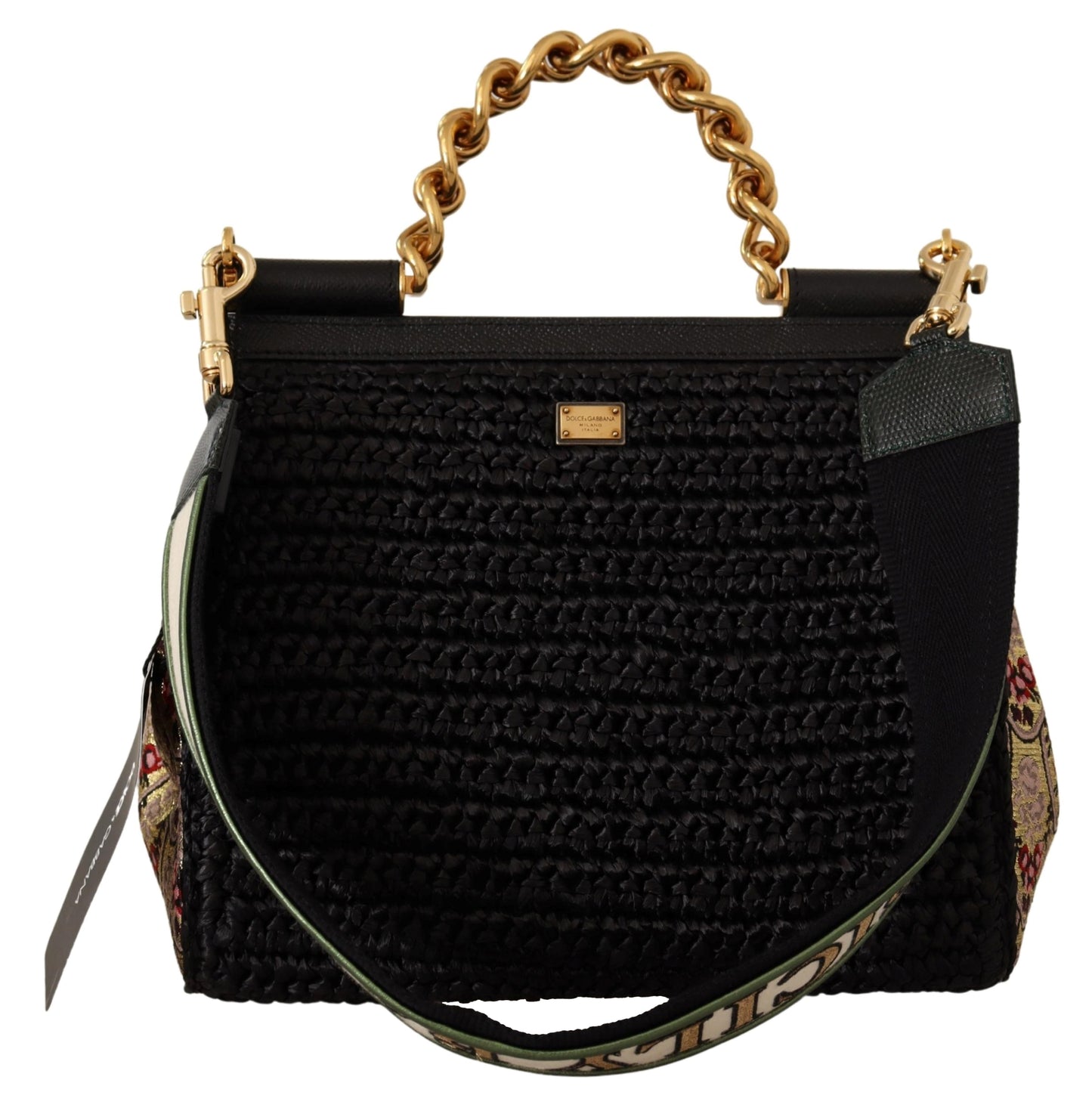 Schwarzer Raffia L'amore e Bellezza Geldbörse Borse SICILY Tasche