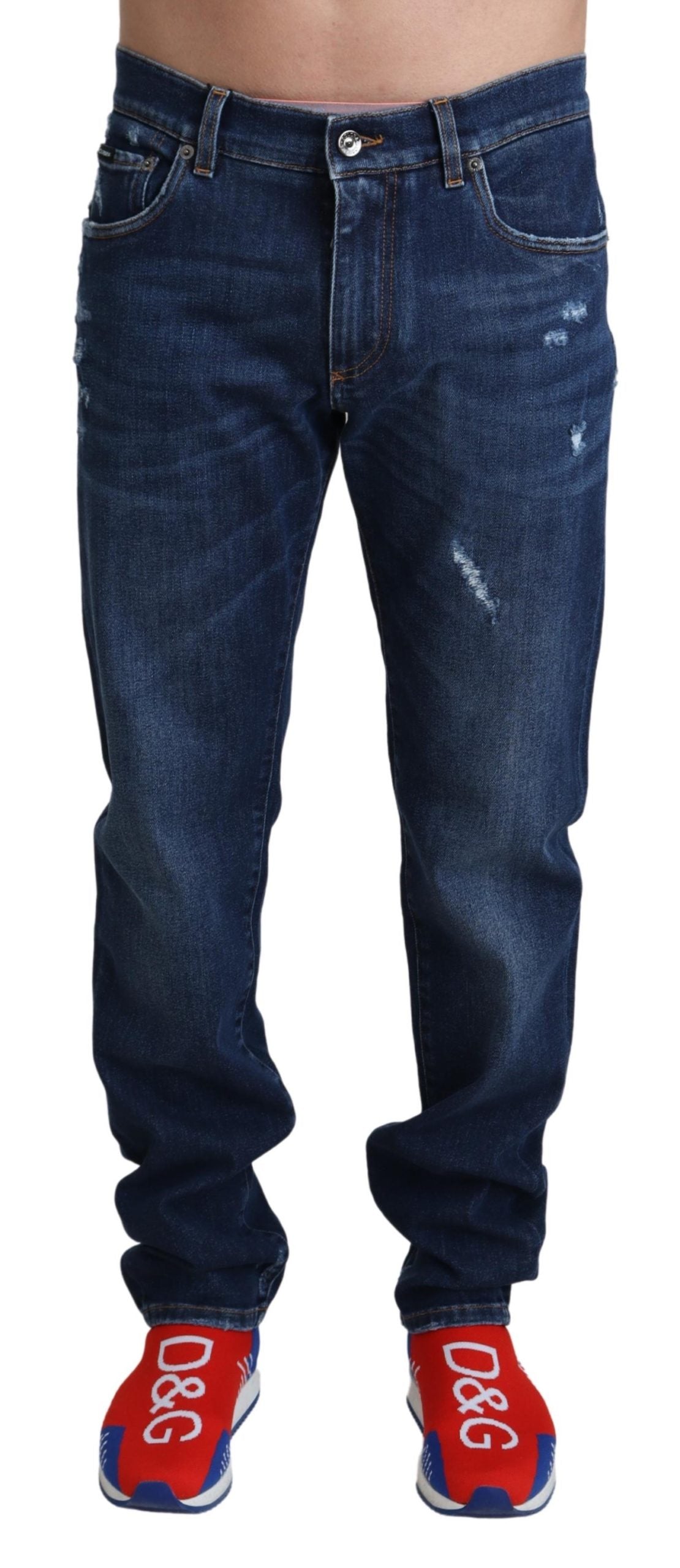 Blaue DG Logo Denim Herren Baumwoll-Stretch-Jeans