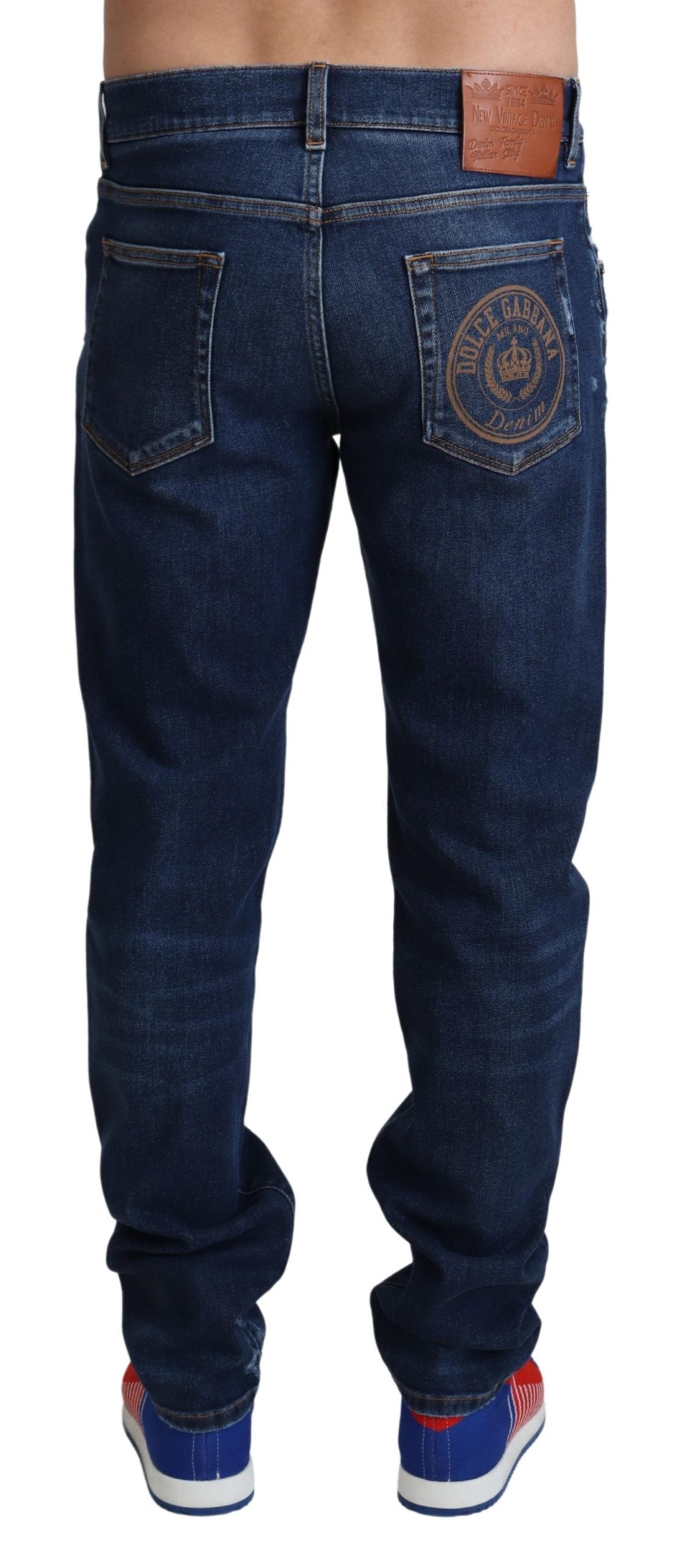 Blaue DG Logo Denim Herren Baumwoll-Stretch-Jeans