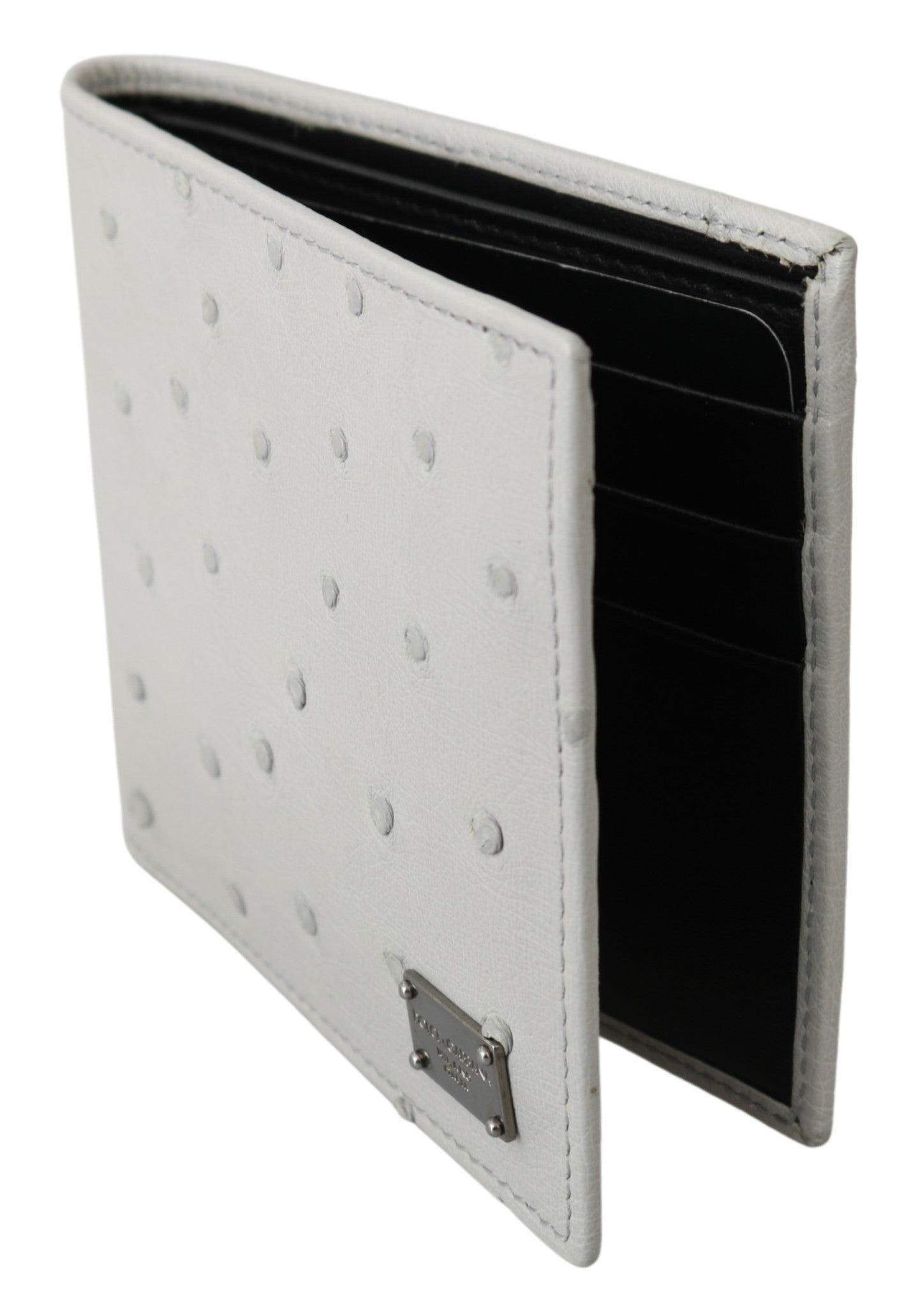 Weißes Straußenleder Bifold Herrenkarte Geldbörse mit Schlitz