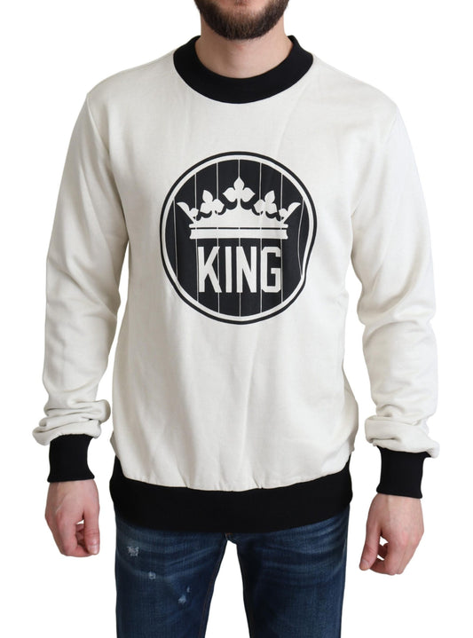 Weißer Crown King Pullover aus Baumwolle
