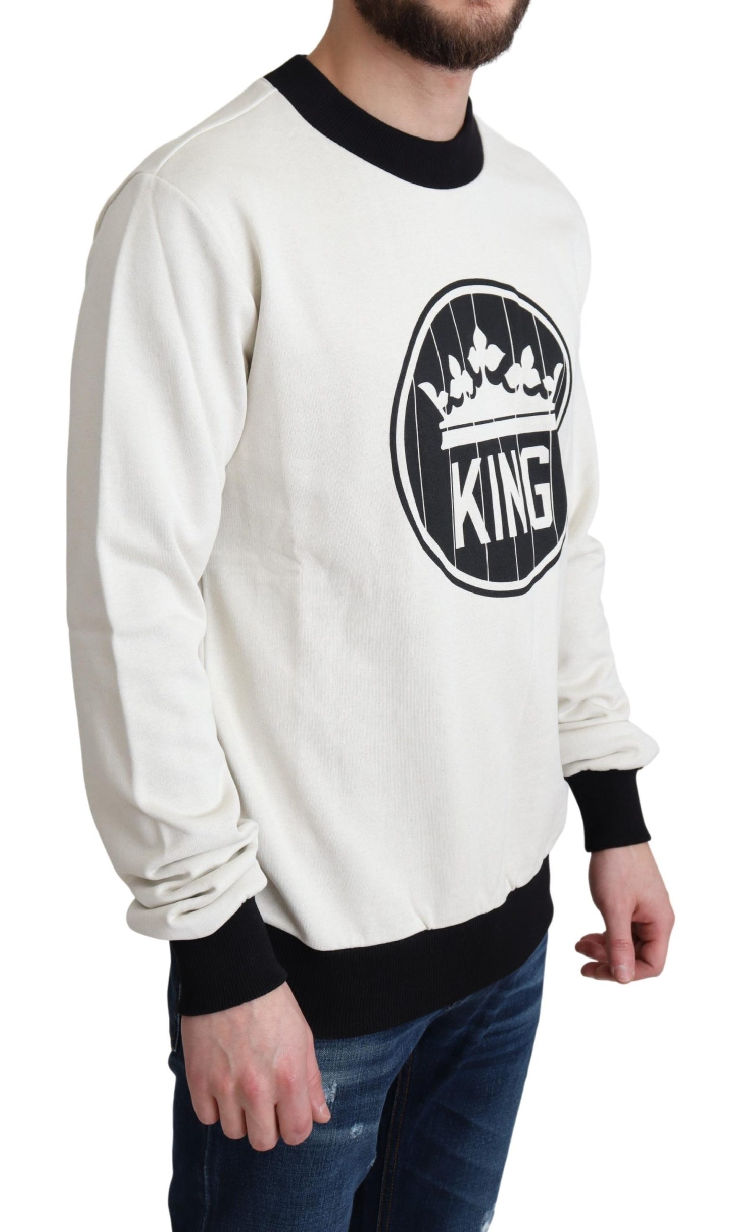 Weißer Crown King Pullover aus Baumwolle