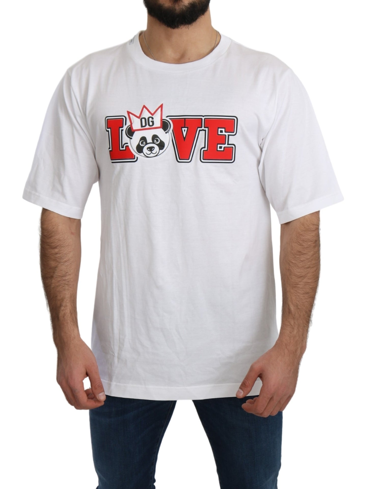 Weißes Love Panda Print Top T-shirt