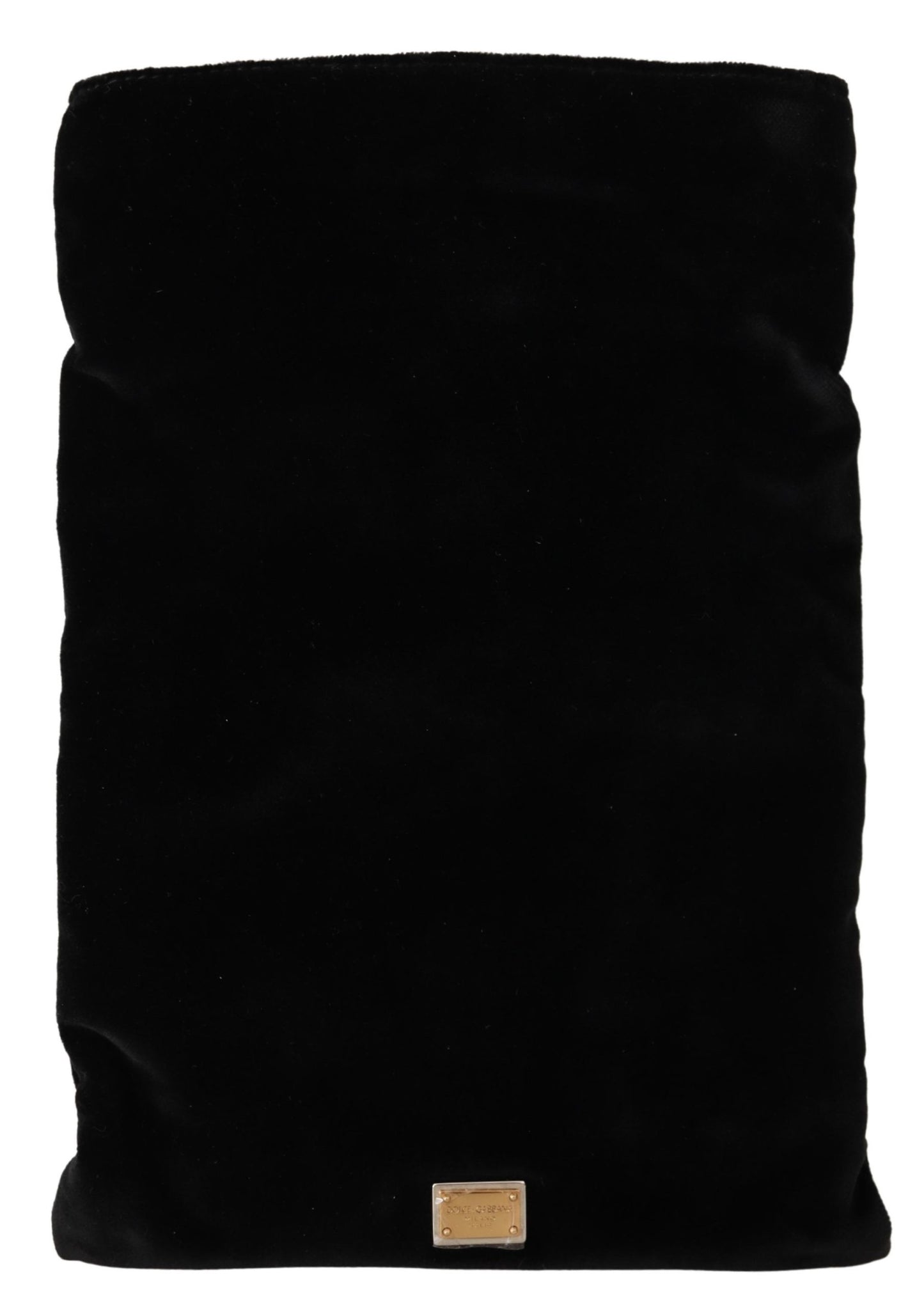 Schwarzer Samt Halter Logo Plaque Frauen Pouch Tasche