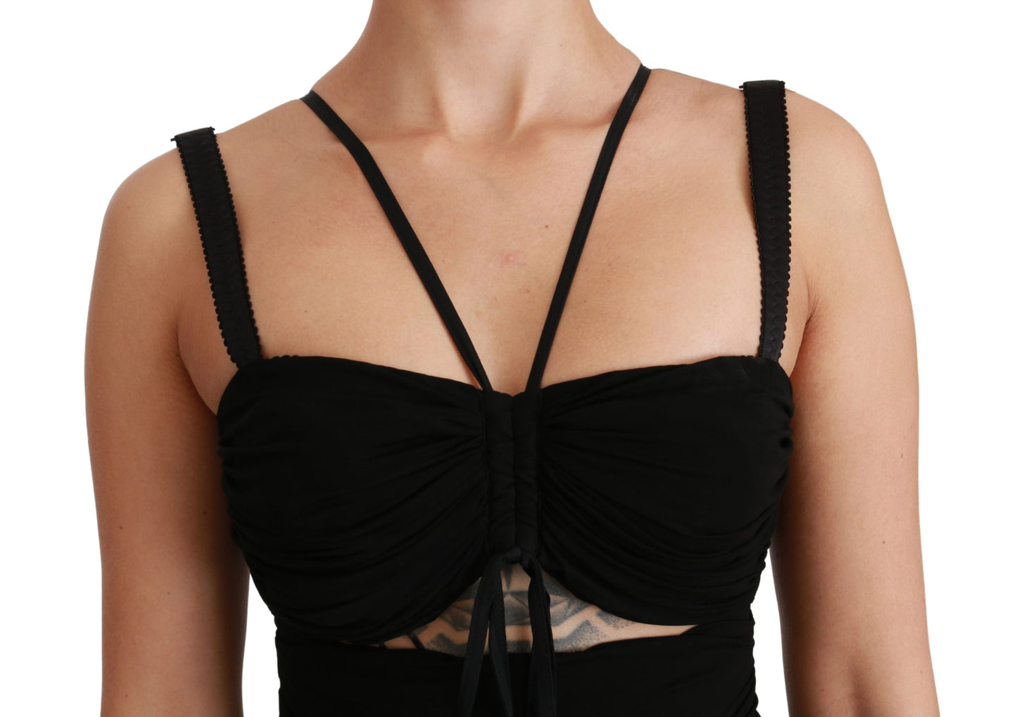 Schwarzes Stretch-Bodycon-Minikleid