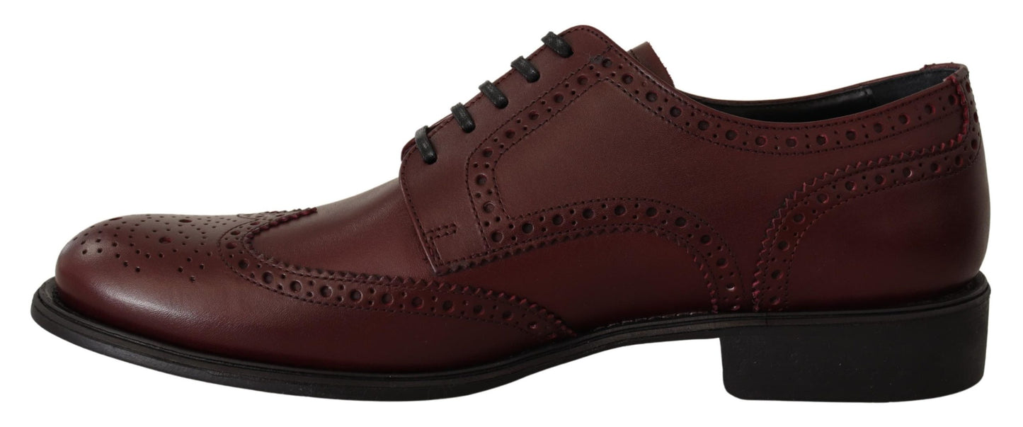 Bordeaux Leder Oxford Wingtip Formelle Schuhe