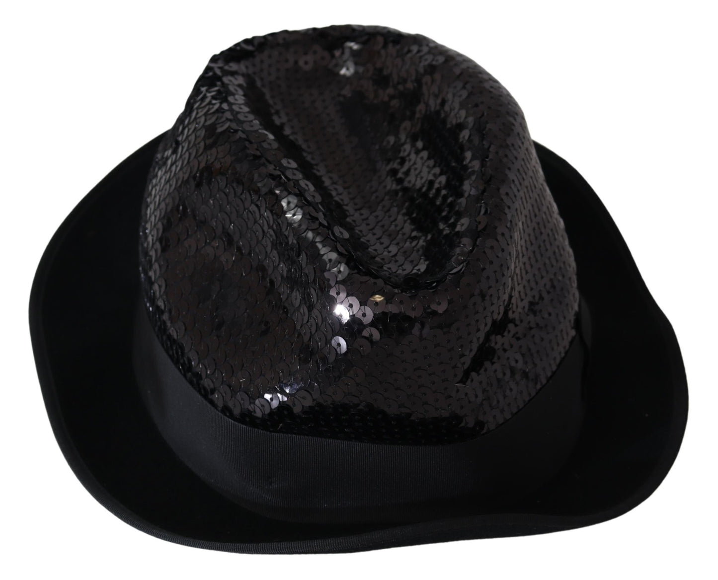 Schwarzer Polyester Pailletten Frauen Fedora Capello Hut