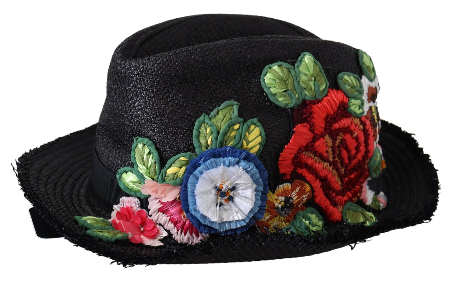 Schwarzer Floral Patch Nylon Fedora Capello Hut
