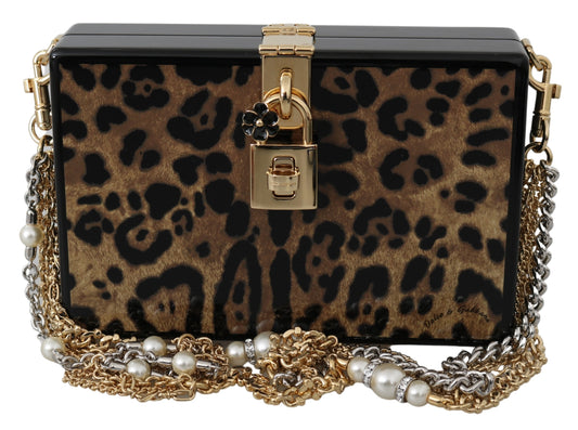 Brauner Leopard Frauen Schulter BOX Holz Tasche