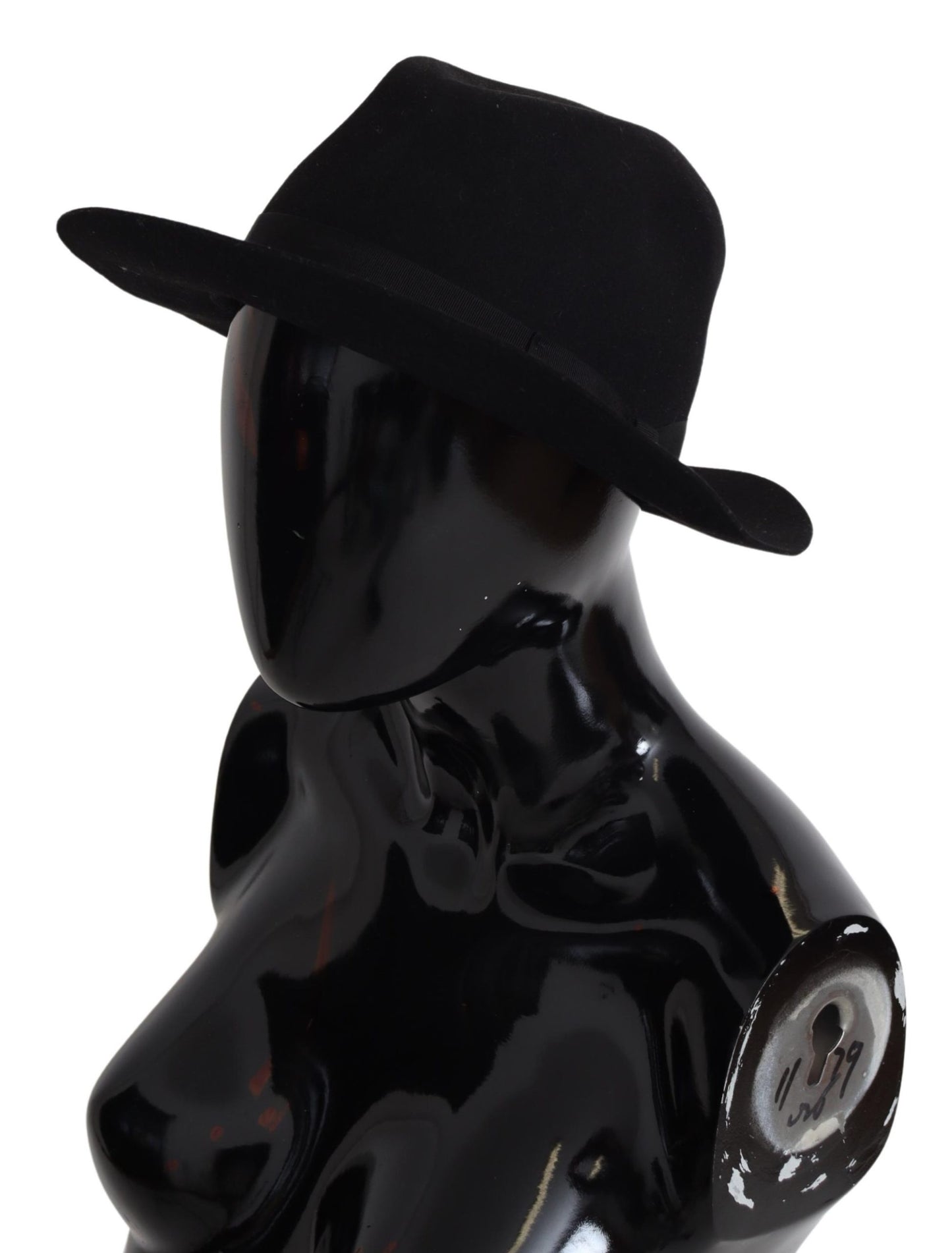 Schwarzes Kaninchenfell breite Krempe Fedora Hut