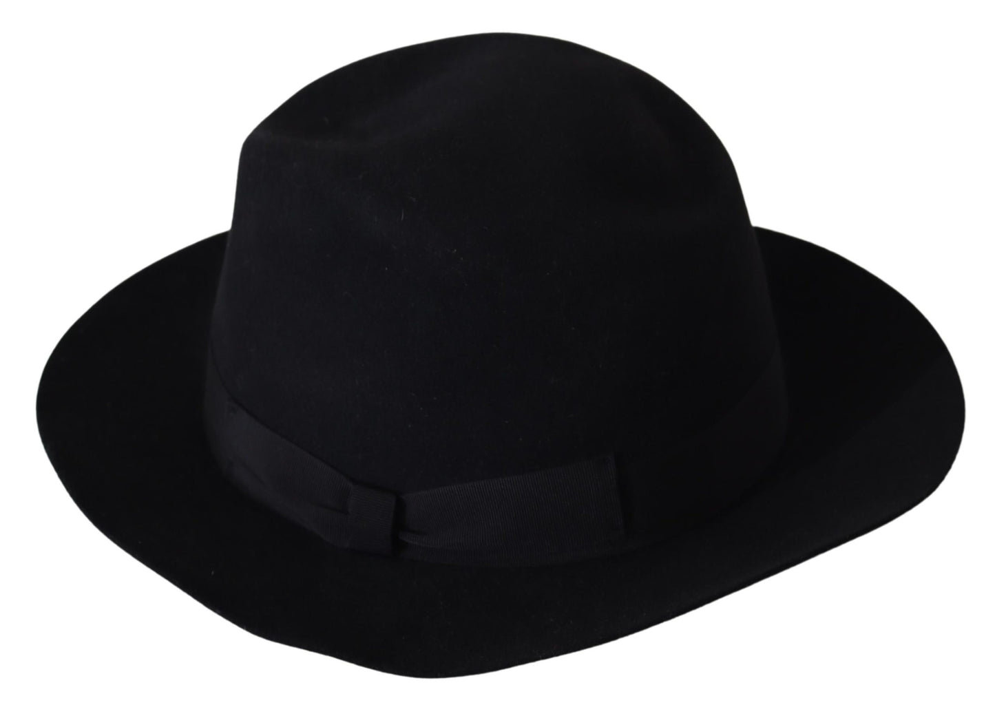 Schwarzes Kaninchenfell breite Krempe Fedora Hut