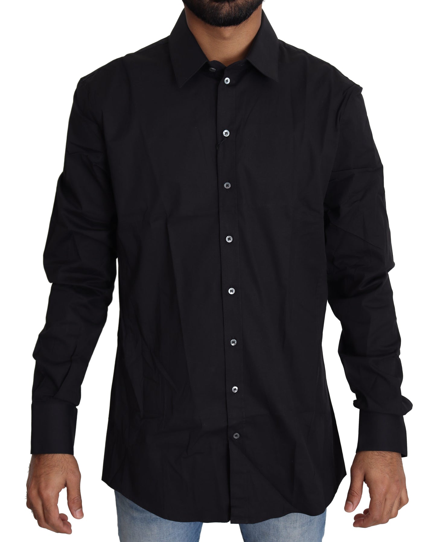 Schwarzes Baumwoll-Stretch-Top SICILIA Hemd