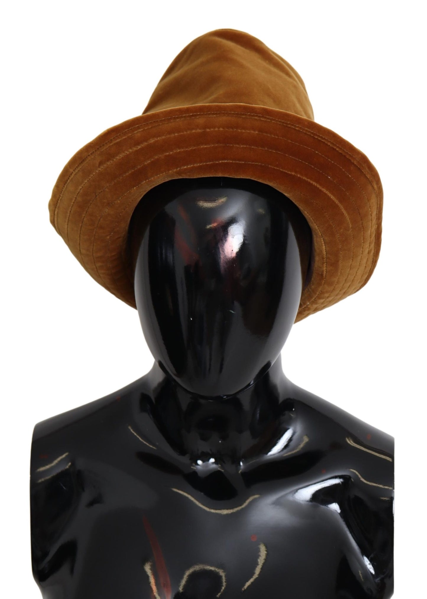 Senffarbener Hut mit breiter Krempe aus Samt von Capello