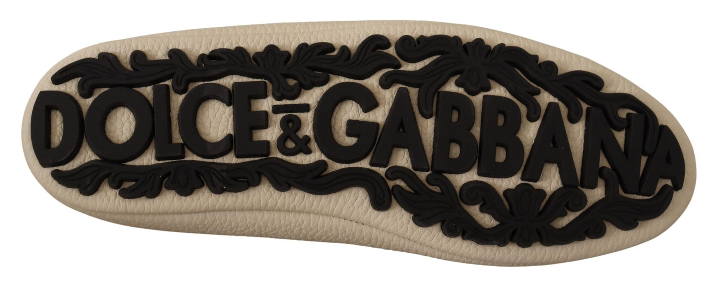 Beige Leder Kristallkrone Kleid Loafers Schuhe