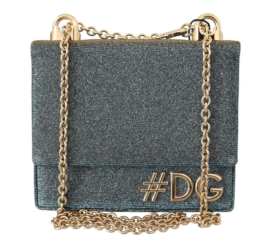Blau Baumwolle #DG Gold Kette Mini Crossbody Borse Tasche