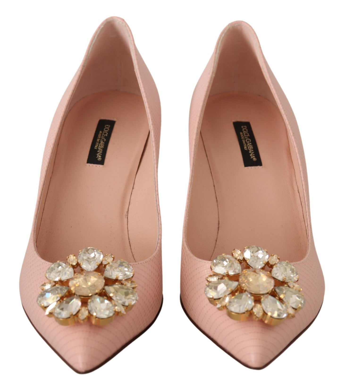 Beige Leder Crystal Heels Pumps Heels Schuhe