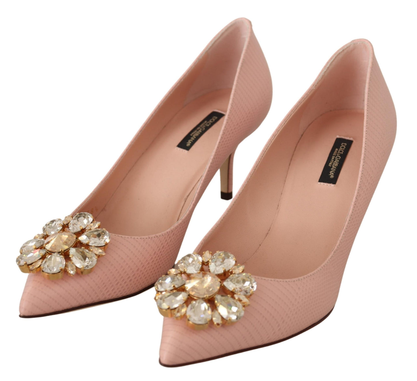 Beige Leder Crystal Heels Pumps Heels Schuhe