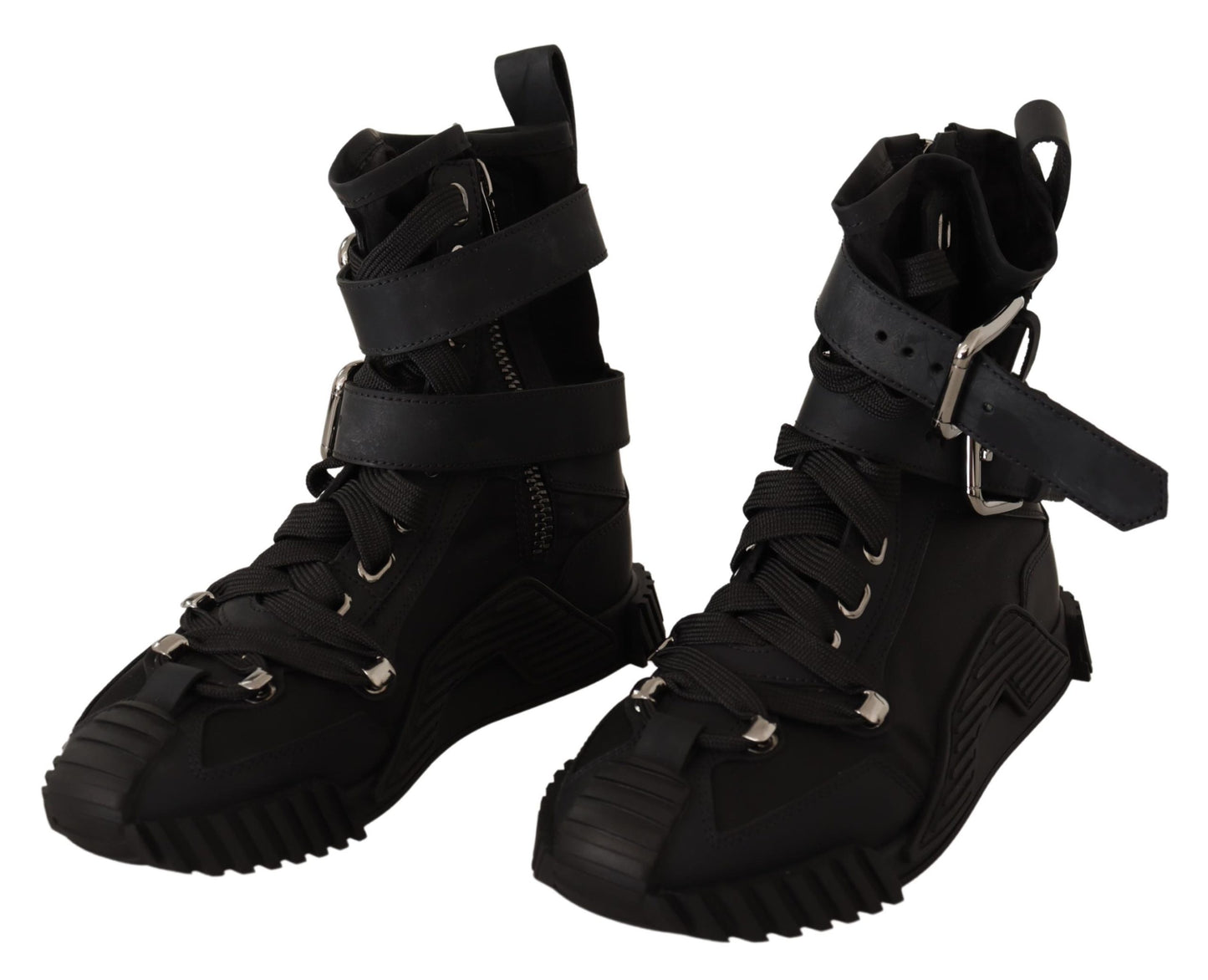 Schwarze Trekkingstiefel High Cut Sneakers Schuhe