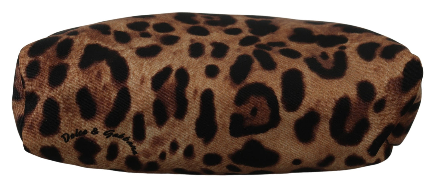 Braunes Leopardenleder Metall-Logo-Beutel Portemonnaie