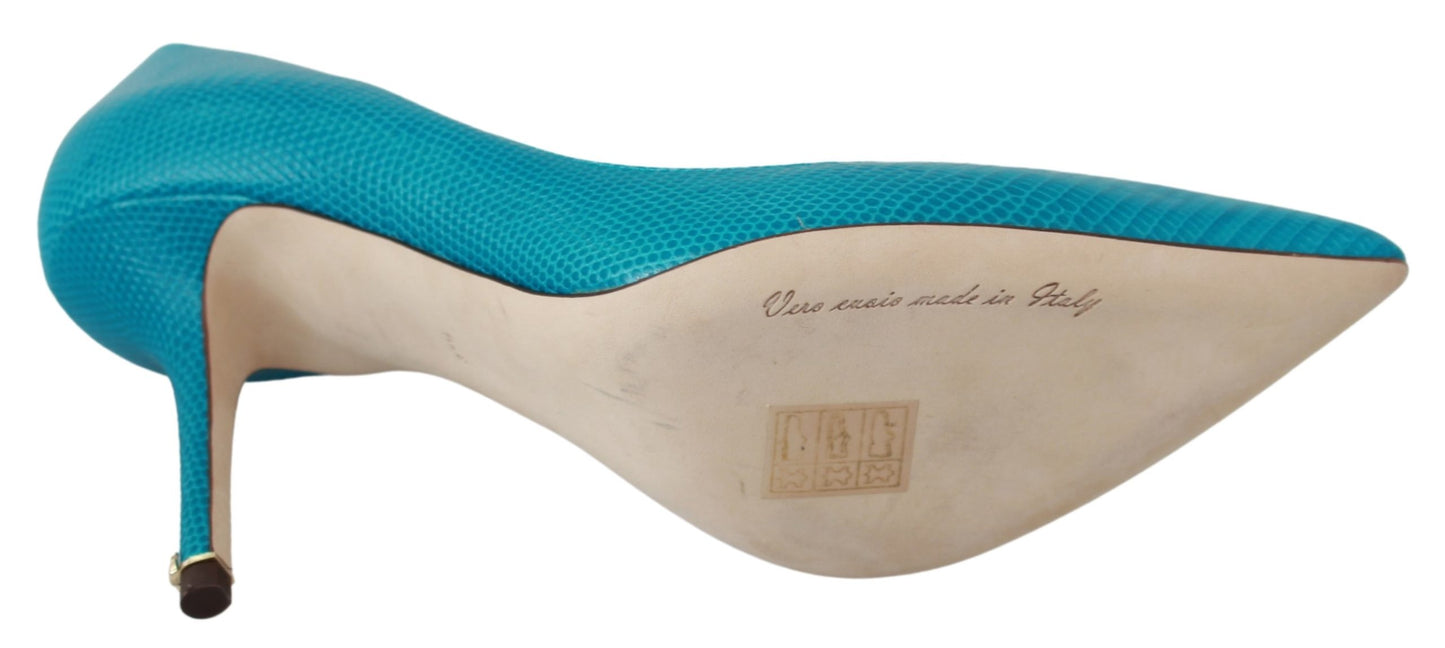 Blaue Leder Klassische Absätze Pumps Schuhe