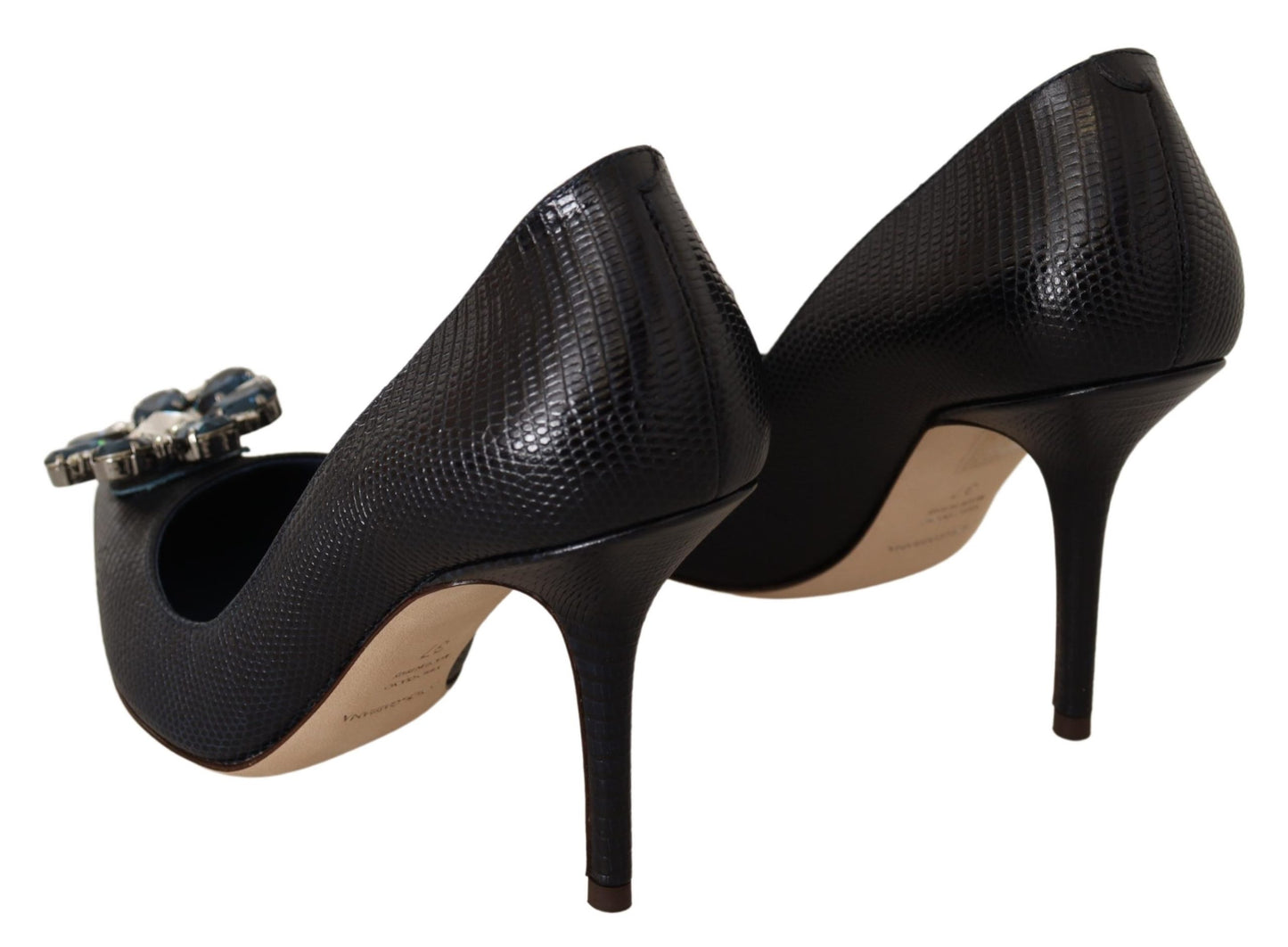 Blau Leder Crystal Heels Pumps Heels Schuhe