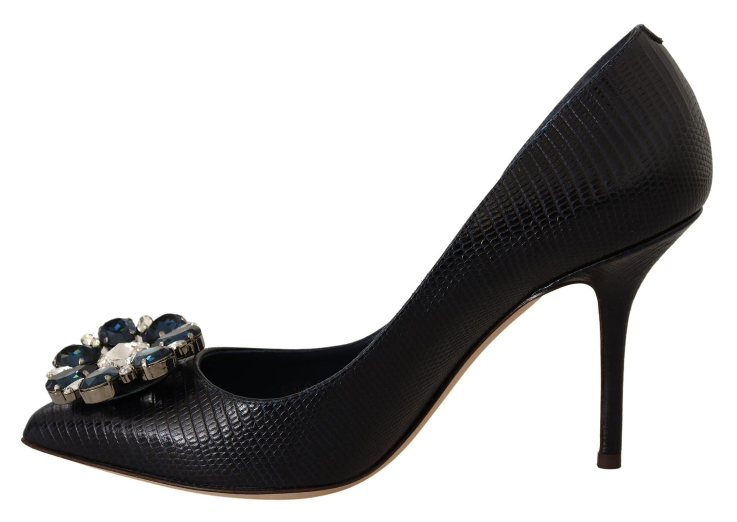 Blau Leder Crystal Heels Pumps Heels Schuhe
