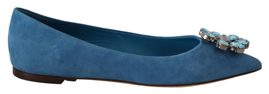 Blau Wildleder Kristalle Loafers Flats Schuhe