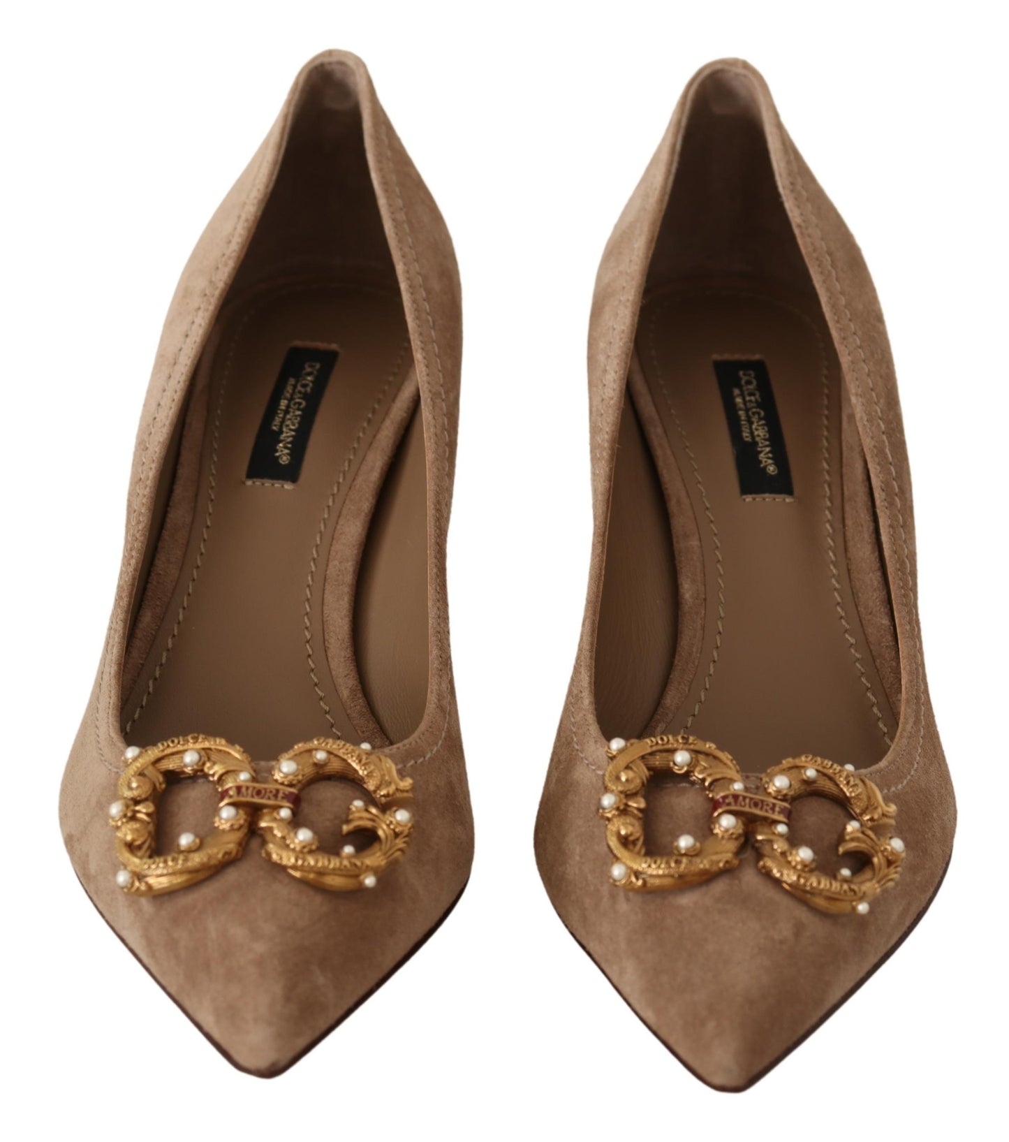 Beige Leder Silber AMORE DG Heels Pumps Schuhe