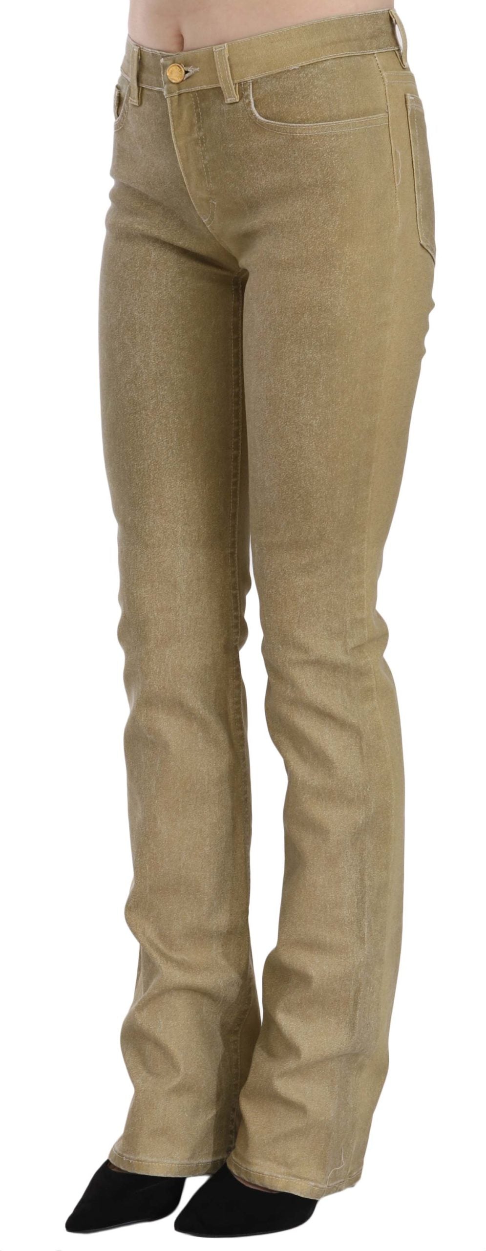 Brown Mid Waist Skinny Denim Pants Jeans