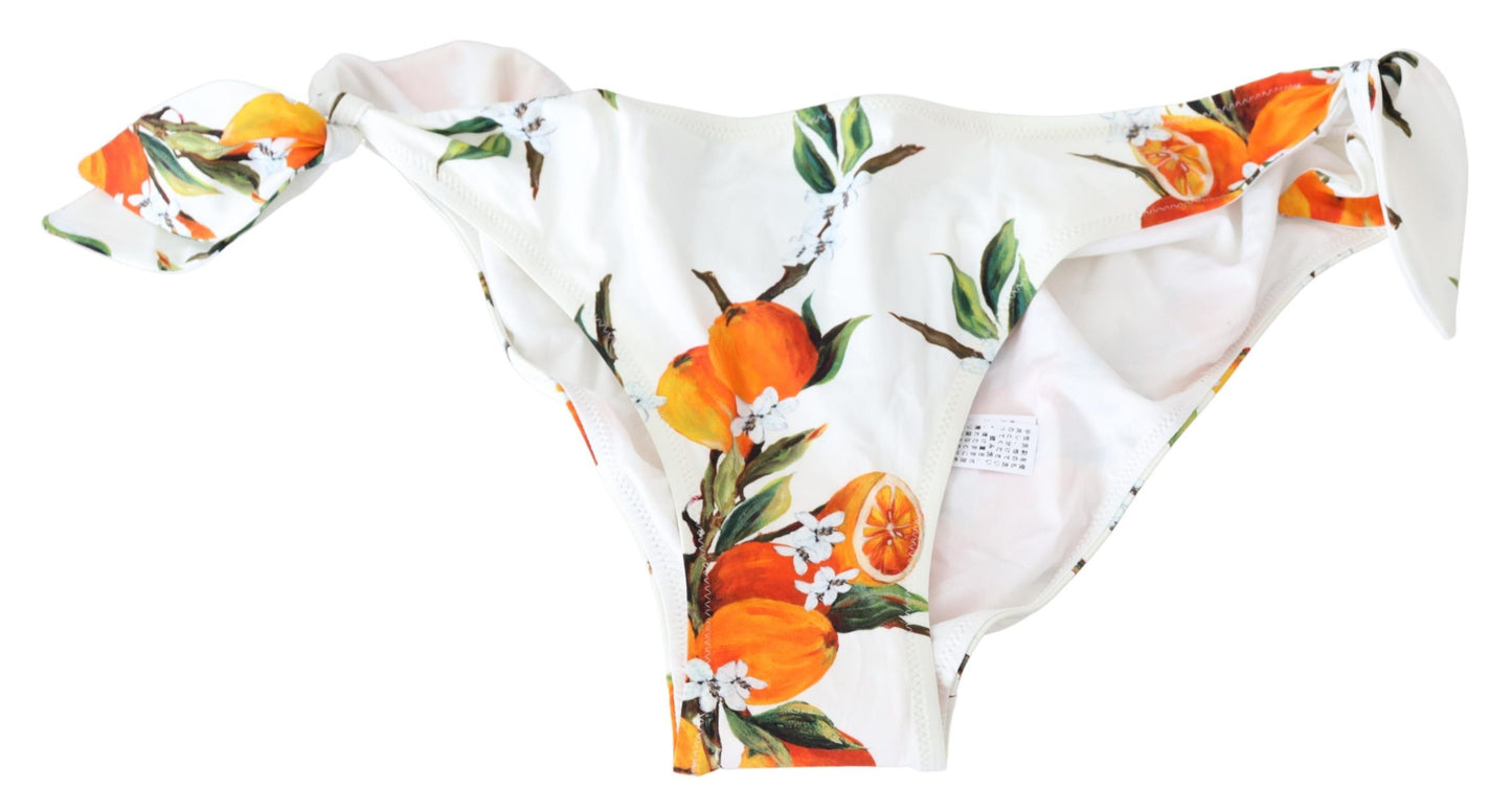 Bikini-Unterteil Weiß Orange Print Badeanzug Beachwear