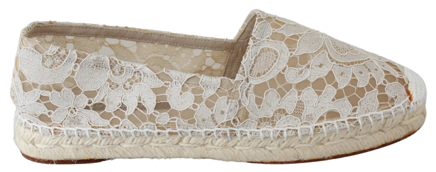 Beige Spitze Baumwolle Espadrilles Schuhe
