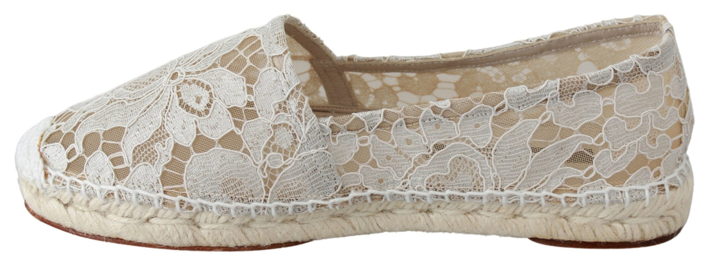 Beige Spitze Baumwolle Espadrilles Schuhe