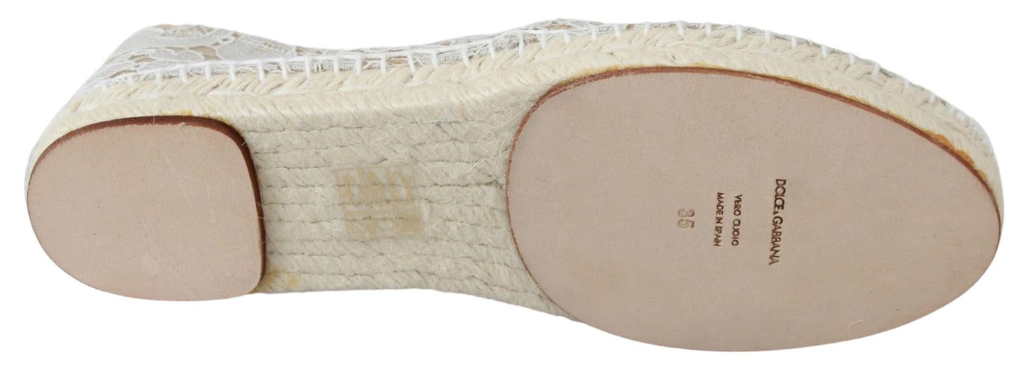 Beige Spitze Baumwolle Espadrilles Schuhe