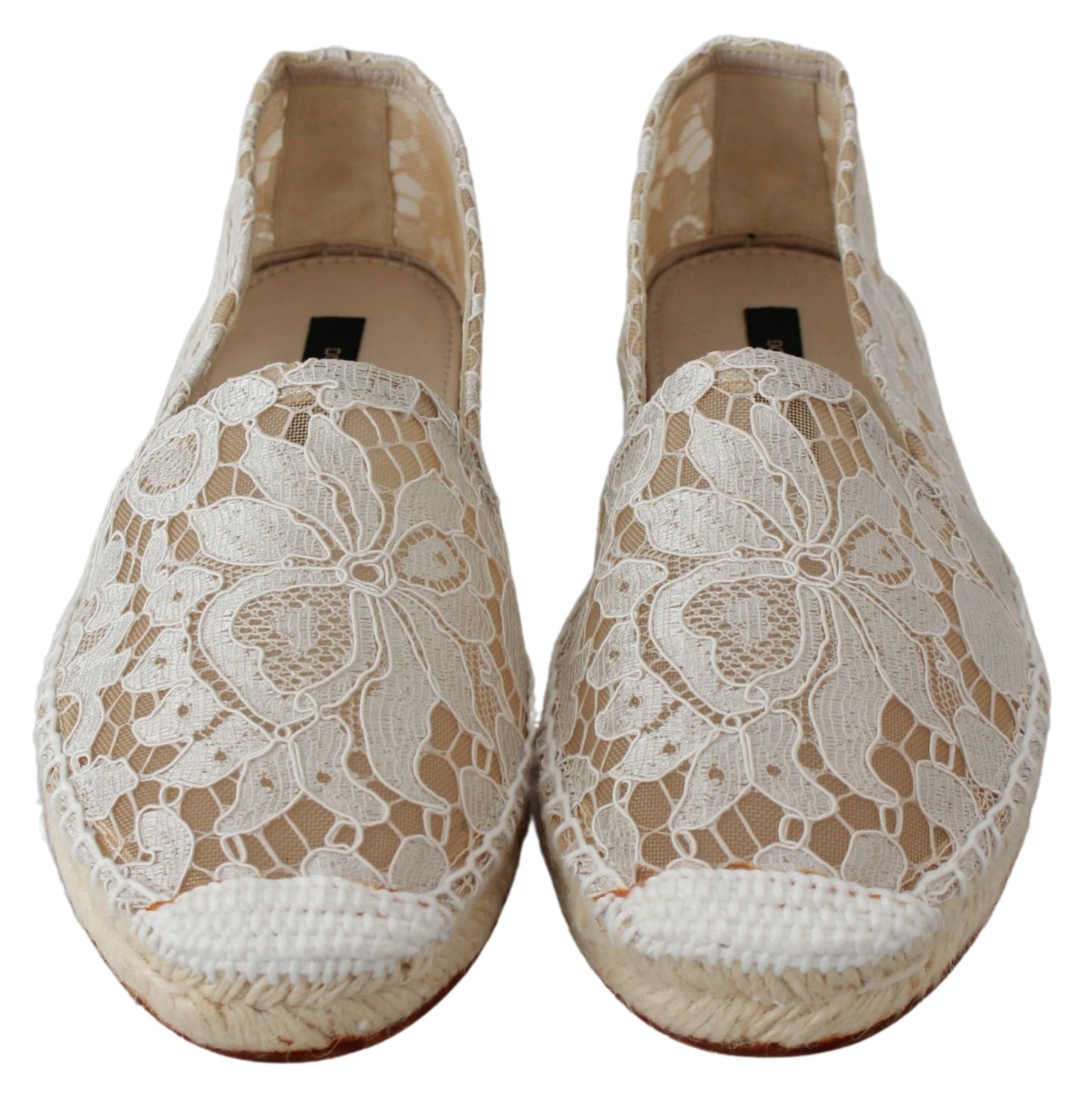 Beige Spitze Baumwolle Espadrilles Schuhe